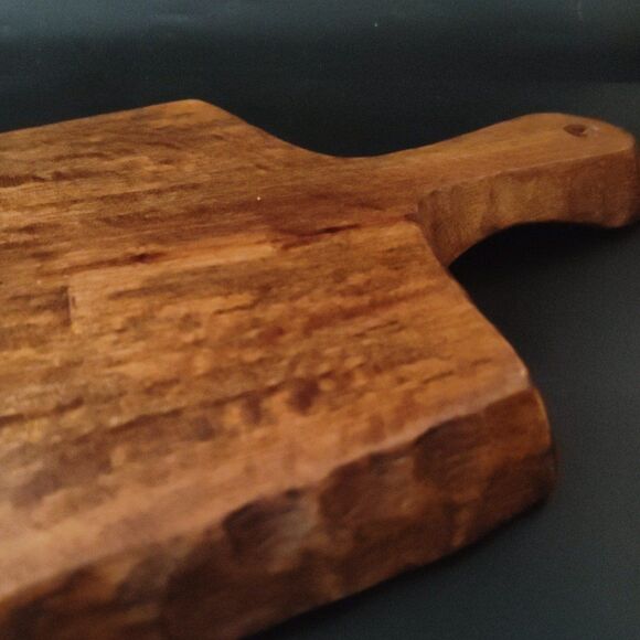 Handcrafted Acacia Wood Cutting Board with Handle - Rustic Farmhouse Decor - Picture 4 of 9